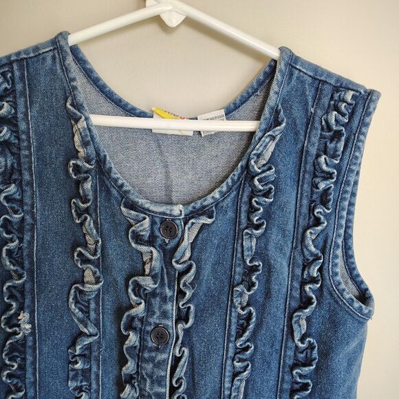 Vtg Girls Drop Waist Pleated USA Ruffle 80s 90s Cottagecore Farmhouse Country 10 - Picture 9 of 9